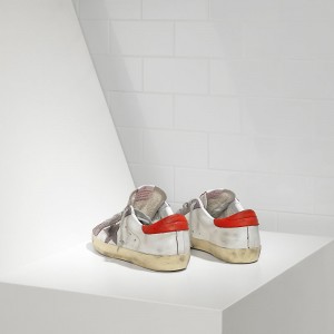 Women Golden Goose GGDB Superstar In White Red Violet Star Sneakers
