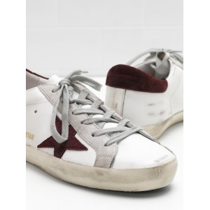 Women Golden Goose GGDB Superstar Calf Leather In Wine Star White Sneakers