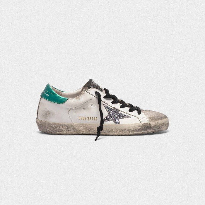 Women Golden Goose GGDB Superstar In Leather With Glittery Star Sneakers