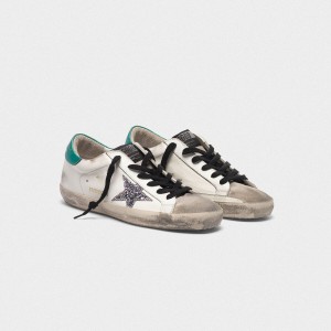 Women Golden Goose GGDB Superstar In Leather With Glittery Star Sneakers