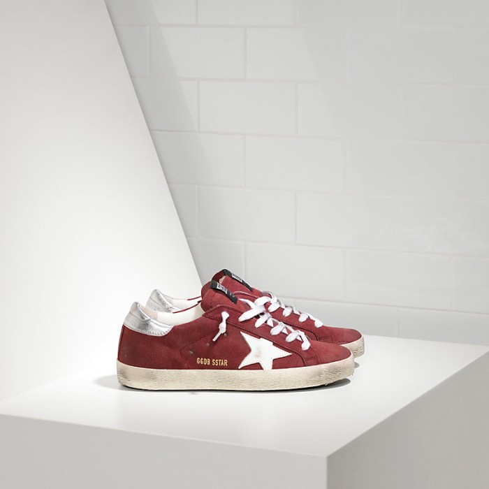 Women Golden Goose GGDB Superstar In Suede Leather Red Suede White Star Sneakers