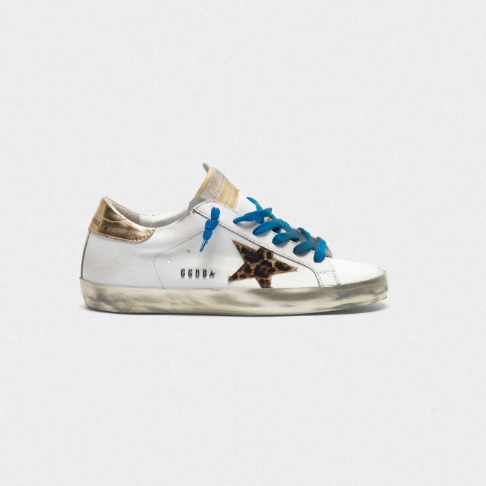 Women Golden Goose GGDB Superstar With Sparkly Foxing And Leopard Print Star Sneakers