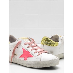 Women Golden Goose GGDB Superstar Upper In Calf Leather Suede Star Rose Red Star Logo Sneakers