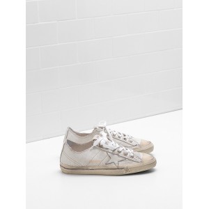 Women Golden Goose GGDB V Star 2 Upper In Crackle Effect Calf Leather Sneakers