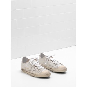 Women Golden Goose GGDB V Star 2 Upper In Crackle Effect Calf Leather Sneakers
